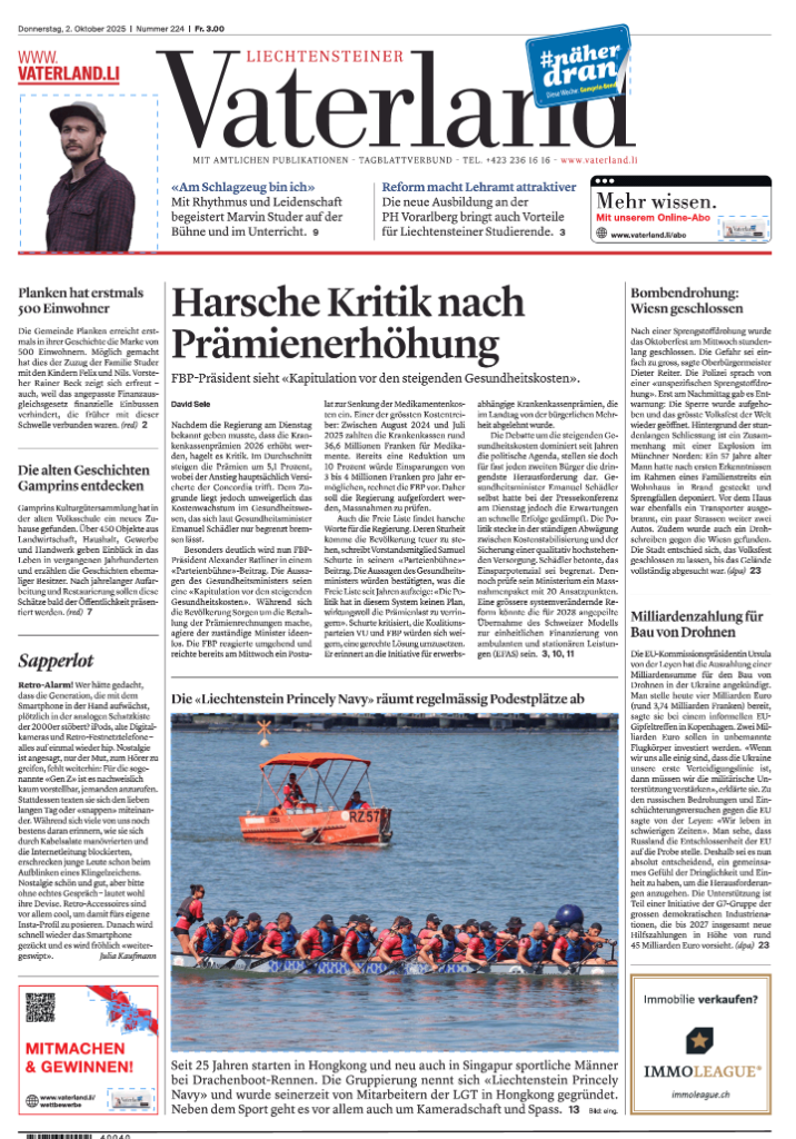 Liechtensteiner Vaterland - Front Page